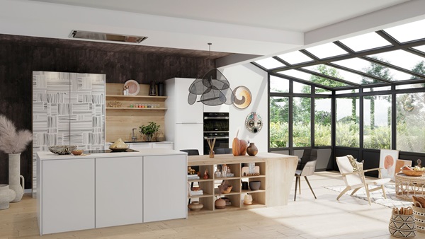 Cuisine avec décoration imprimée sur façades meuble modèle Empreinte - Schmidt